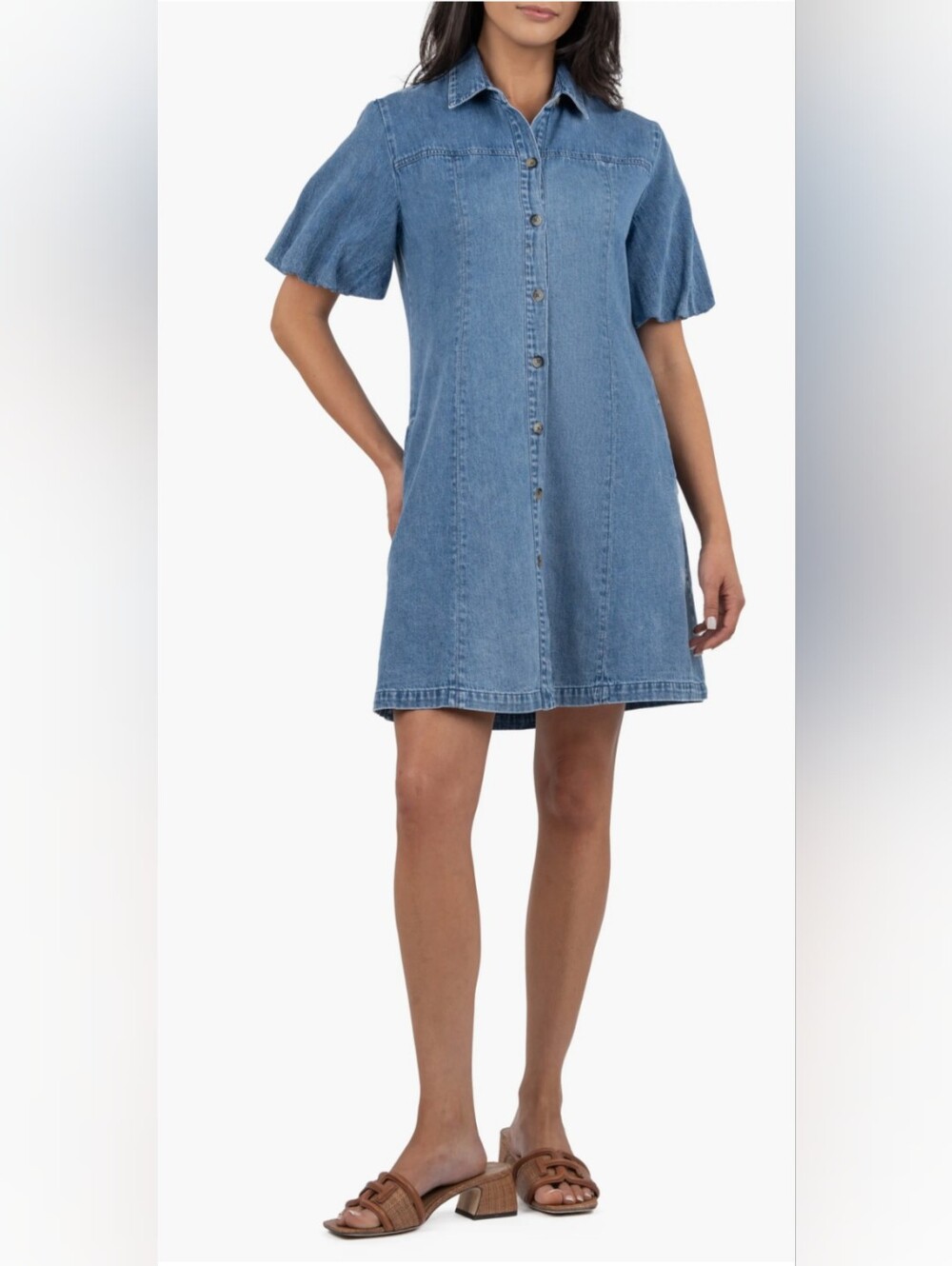 KUT From The Kloth Blanca Denim Mini Shirt Dress Cotton